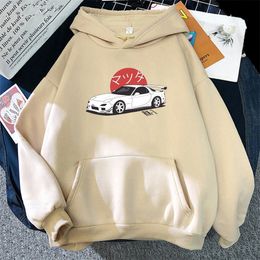 Anime Initial D Hoodies Mazda RX7 Printed Men Women Fashion Tops Hoodie Streetwear Sweatshirts JDM Automobile Culture W220328