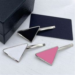 Metal Hair Clip Designer Women Girl Triangle Letter Barrettes Fashion Hair Accessories High Quality 3 Colours