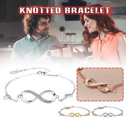 Link, Chain Rhinestone 8 Shape Bracelet Simple Elegant Hand Bangle Birthday Valentine's Day Jewellery Gift For Women