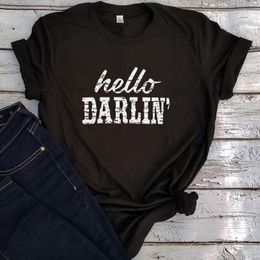 Women's T-Shirt Graphic Tees DARLIN' Shirt Girls Surprise Gifts 2022 Fashion Darlin Womens Western Tops Country Music Clothes