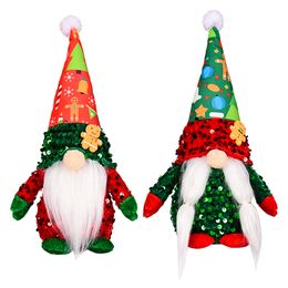 Christmas Sequins Gnomes Decoration Handmade Plush Swedish Tomte Figurine Kitchen Shelf Fireplace Ornament XBJK2208