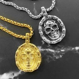 Pendant Necklaces Skeleton Retro Skull Necklace Trendy Vintage Gothic Jewellery Choker Pendants Bronze For GiftPendant