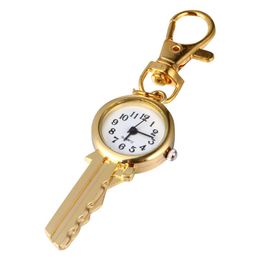 Pocket Watches Retro Golden Watch Key Ring Novel Keychain Hanging PendantPocket