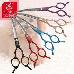 Fenice 6.5 /7.0inch Jp440c Curved Blade Scissors Dog Grooming Shears Pet Grooming Dog Cat Supplies 220423