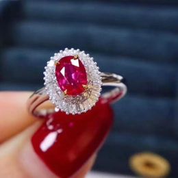 Cluster Rings Top Quality Natural And Real Ruby Ring Gemstone Wedding Engagement For Women Fine Jewellery Gift WholesaleCluster