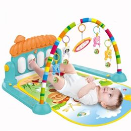 Huanger Play Mat Baby Puzzle Carpet Music With Piano Keyboard Educational Rack Gym Toys Infant Fitness Crawling For Kids Gifts 210402