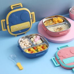Dinnerware Sets 550ml Student Lunch Box Kids Snack Container School Office Outdoor Picnic Stainless Steel Lunchbox Children Portable Bento B