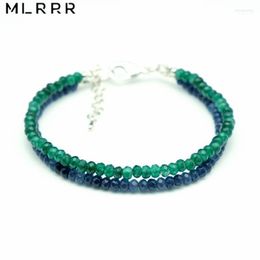 Beaded Strands Vintage Classic Natural Stones Jewellery Copper Handmade Emeralds And Deep Blue Sapphires Charms Double-layers Bracelet Inte22