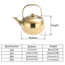 Water Bottles 1pc 0.8/1.2/1.8/2.5L Stainless Steel Teapot With Infuser Filter Coffee Kettle Green Oolong Tea Jug Home Office Tea/Coffee Tools Gold color