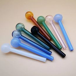 10cm Pyrex Glass Oil Burner Pipe Tobcco Dry Herb Colourful HandPipes Smoking Accessories Tube 4 Inch Hand Pipes