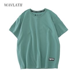 WAVLATII Women 100% Cotton T shirts Female Green Fashion Oversized Streetwear Short Sleeve Tees Tops for Summer WT2201 220613