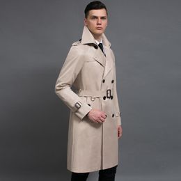 Men's Trench Coats Long Style Mens Coat Spring And Autumn Double Breasted Solid Colour Jackets Plus Size 6xl Slim Man TrenchMen's