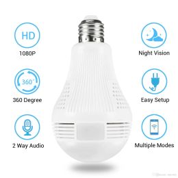 3MP 2MP 1080P Wireless IP Camera Light Lighting FishEye 360 Degree 3D VR 960P Mini Panoramic Home CCTV Security Bulb Camera lamp with Retail box