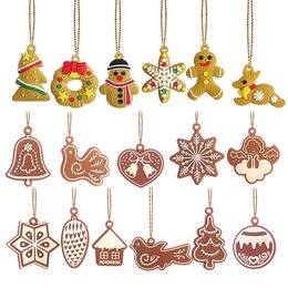 611 Pcs Gingerbread Man Christmas Ornaments Deer Snowman Tree Pendant Decoration Year Decor Party Y201020