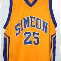 Nikivip Derrick Rose #25 Simeon High School Yellow blue white Retro Basketball Jersey Men's Stitched Custom Number Name Jerseys Sold by Yufan5