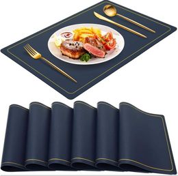 Placemats Waterproof PU Leather Dining Table Mats Heat Resistant Coasters Washable Place Mats for Kitchen Restaurant