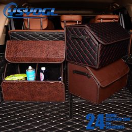 Car Organiser Gintor PU Leather Trunk Sundries Storage Box Bag Foldable Folding Cargo Stowing Tidying