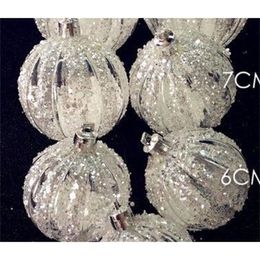 6pcs Christmas ornaments window decorated acrylic sequins decorative ball diamond powder foam particles high end pendant Y201020