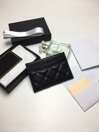 Designer Card Holder Men Womens Cards Holders Black Lambskin Mini Wallets Coin purse pocket Interior Slot Pockets Genuine Leather 225n