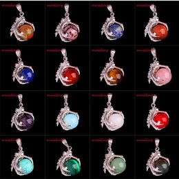 opal necklace for men UK - jewelry Necklace pendants Dragon Claw Natural Stone Reiki Pendulum Pendants Amethyst Opal Crystal Quartz Etc Silver Plated Charms Men Amulet Jewelry