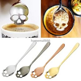 Sugar Skull Tea Spoon Suck Stainless Coffee Spoons Dessert Spoon Ice Cream Tableware Colher Kitchen Accessories 100PCS AA
