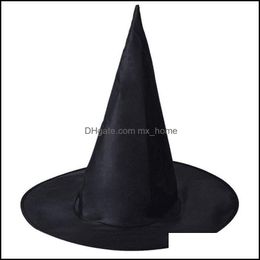 Party Hats Festive Supplies Home Garden Halloween Witch Hat Masquerade Decoration Adt Women Black Wizard T Dhgaq