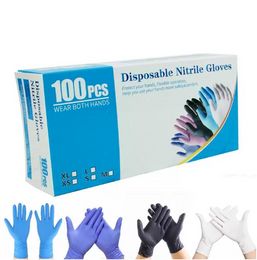 US Stock Blue Nitrile Disposable Gloves Powder Free Non Latex Pack of 100 Pieces Gloves Anti-skid Anti-acid Gloves FY9518 C0809X01