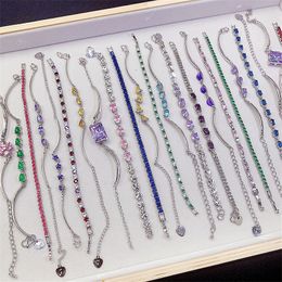 Fairy Multicolor Crystal Bracelets For Women Summer New Micro-Set Flash Zircon Bracelet Fashion Mixed Batch Jewellery Accessories