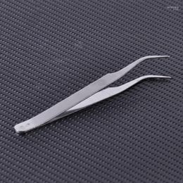 Wholesale- 1pc Silver 11cm Stainless Steel Curved Tweezers 45 Angle Eyelashes Curler For False Eyelash Extension Nail Art Picking Tool Harv2