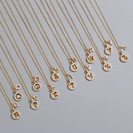 S925 Sterling Silver Circle Initial Necklace With Diamond Letter A-Z 26 Alphabet Alphabet Initial Necklace for Women Teens Girls Child