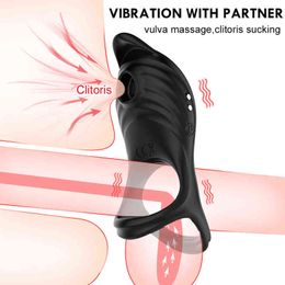 Nxy Cockrings Sucker Clitoris Vibrator Penis Ring Male Sex Toys for Men Delayed Ejaculation Cock y Adult Good Couples Man 220505