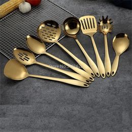 1PC Gold Stainless Steel Cooking Tools Spoon Shovel Cookware Kitchen Tools Spatula Ladle Kitchenware 201116