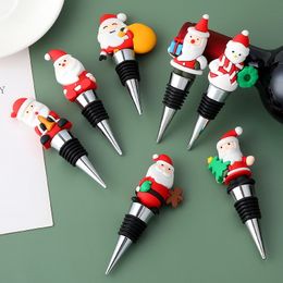 50PCS Winter Wedding Favors Christmas Series Creative Wine Bottle Stopper in Simple Package Santa Claus Red Wine Stoppers