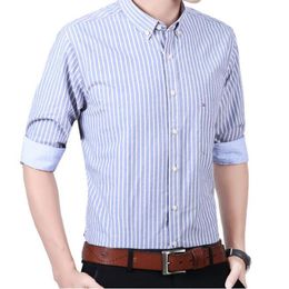 Men's Casual Shirts Business Stripe Dress Shirt Long Sleeve Brand Chemise Homme Slim Fit Cotton ShirtsMen's