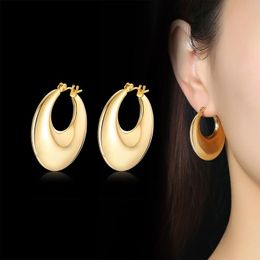 Hoop & Huggie Vintage Women Gold Color Round Circle Earrings Party Ear Rings Jewelry Gift 30mm SizeHoop