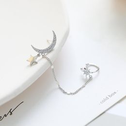 Dangle & Chandelier Fashion Cute Moon Star Long Chain Tassel Earrings Ear Cuff Geometric Fake Piercing For Women Party Jewellery Gift 2022Dang