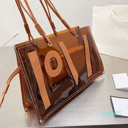 designer Transparent Tote Shopping Bag Women Pvc Handbags Shoulder Bags Handbag Large Capacity Pocket Two Piece Set