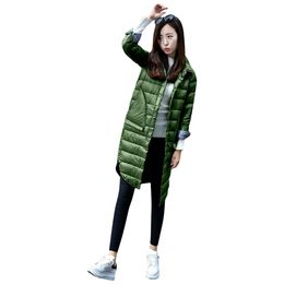 Wipalo 2019 Warm Winter Fashion Turndown Collar Long Sleeve Button Design Pure Color Women Down Jacket Women Light Down Parkas T200319