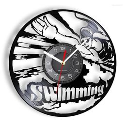 Wall Clocks Swimming Modern Art Silent Non Ticking Clock For Natatorium Record Swimmer Sports Home Decor Disk Crafts