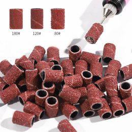 Mounted Cylindrical Grinding round Heads Abrasive Sleeves Sanding Bands For Nail Drill bites Manicure Tools