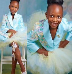 2022 Luxurious Short Sexy Flower Girl Dresses Ball Gown Tulle Tutu Lilttle Kids Birthday Pageant Weddding Gowns ZJ51556
