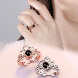 Luxury Female Bridal Wedding Ring Set Fashion I Love You 100 Languages Projection Rings Love Romantic Memory Lovers Ring Jewellery