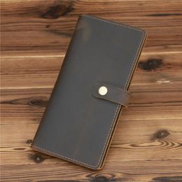 Wallets Wholesale Men's Long Leather Wallet Crazy Horse Retro Business Multi-card First Layer Casual VersatileWallets