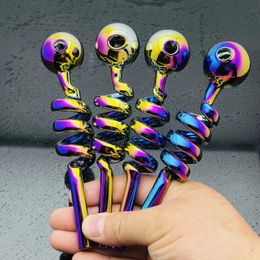 Glass Pipes Smoking Manufacture Hand-blown hookah Electroplated colorful multi spiral glass smoke pot pipe