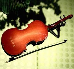 Decorative Objects & Figurines Personalized Miniature Violin Guitar Model With Stand And Case Mini Musical Instrument Ornaments Chri