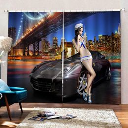 High quality 3D curtain car beauty cortina for bedroom Living Room lounge blackout curtains 100%