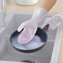 Multifunctional Magic Brush Housework Dishwashing Gloves Plastic Latex Waterproof Kitchen Cleaning Household Laundry Washing Dishwashing