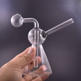6inch Glass Oil Burner Bongs Hookahs Recycler Dab Rigs Detachable Downstem Oil Pot with Dry Herb Tobacco Bowls Cheapest
