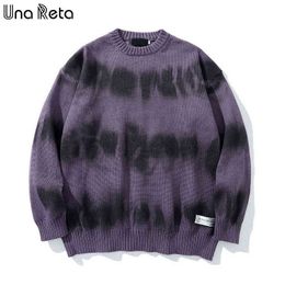 Una Reta Graffiti Sweater Men New Autumn Streetwear Men's Clothes Hip Hop Pullover Men Hole Oversize Sweater T220730