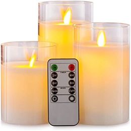 Remote LED Electronic Candle Lights Flameless Candle LED Glass Candle Set with Control Timer For Christmas Home Decor Wedding 220527